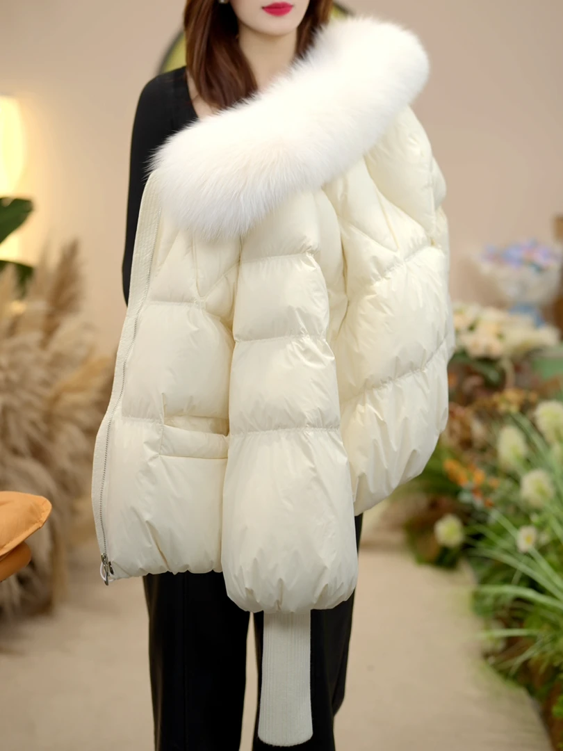 【MM】新年必备 | 米色洋气时尚百搭保暖纯色冬季大毛领保暖外套