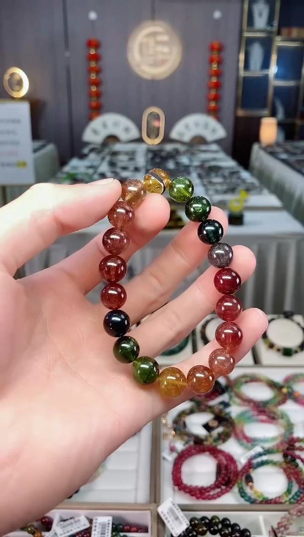 未镶嵌收藏级老矿碧玺单圈手串10mm+碧玺xion多样性发货一条