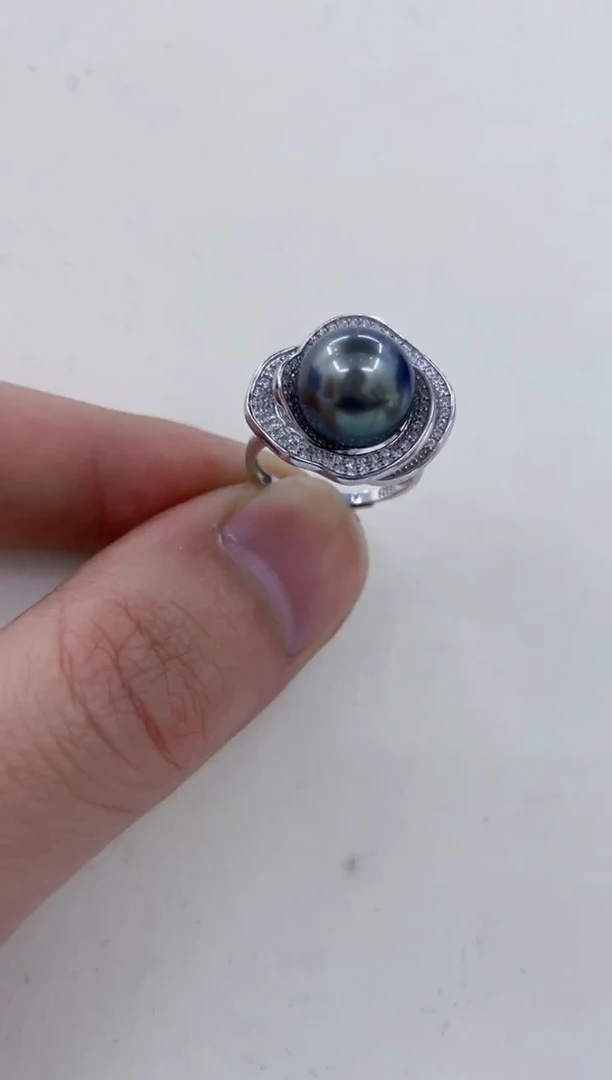 银S925镶嵌戒指海水珍珠