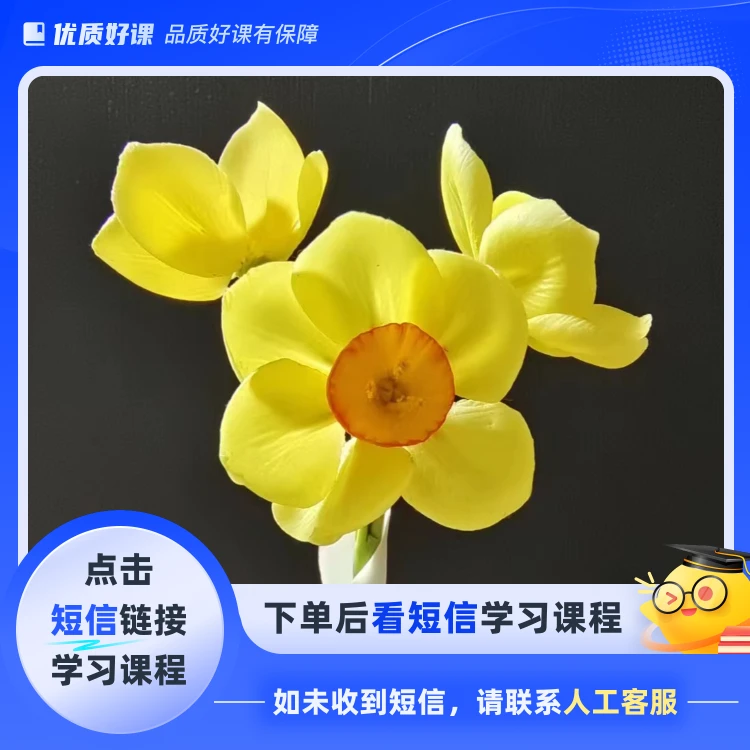 粘土水仙花手工课程(点击短信链接学习课程)
