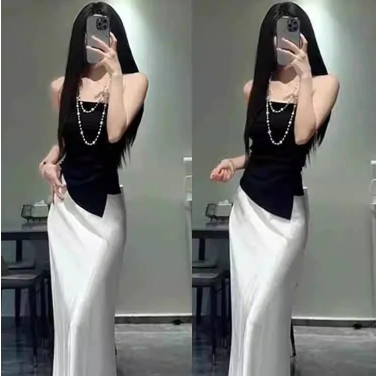 性感辣妹套装女2025夏季新款收腰百搭抹胸上衣女高腰半身裙两件套