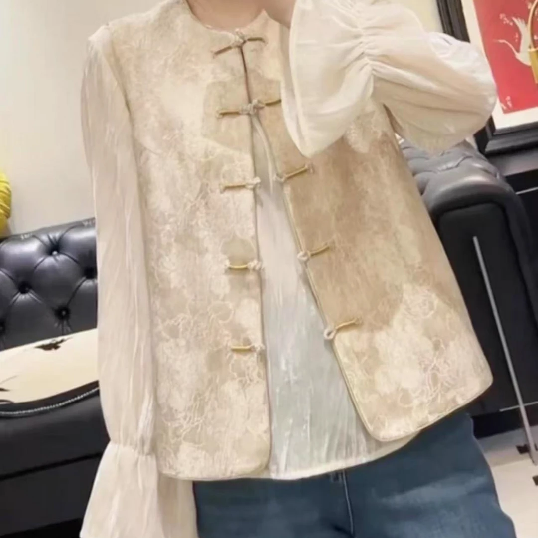 新款时尚复古短款中国风提花刺绣马甲2024C7381-姗姗