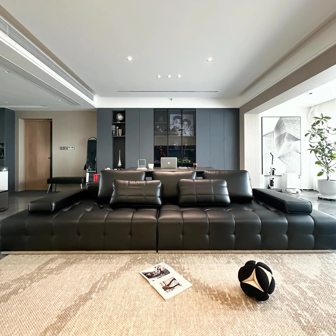 ZOCI劳伦斯直排轻奢头层牛皮新款方块沙发床客厅落地意式极简别墅