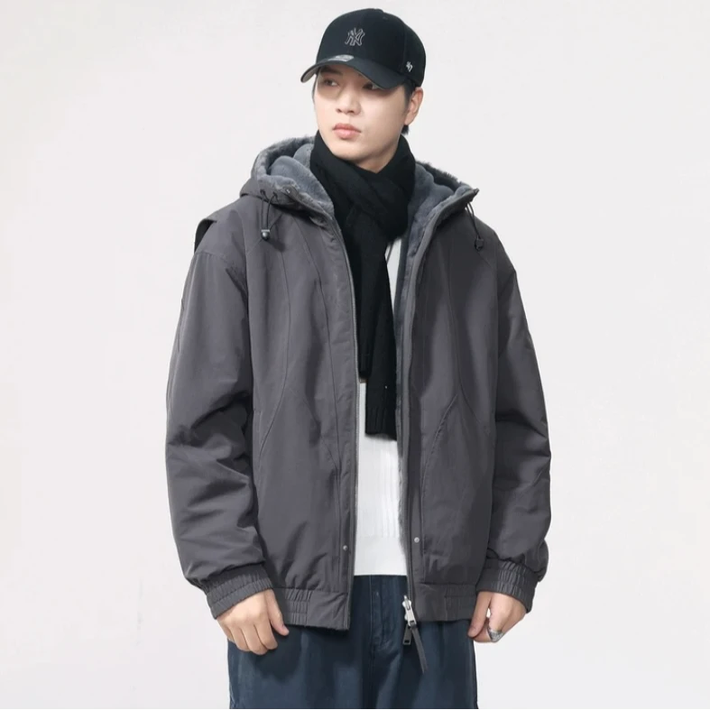 2025新款座山雕双面穿外套 男女同款毛领加厚宽松保暖冬外套W0125