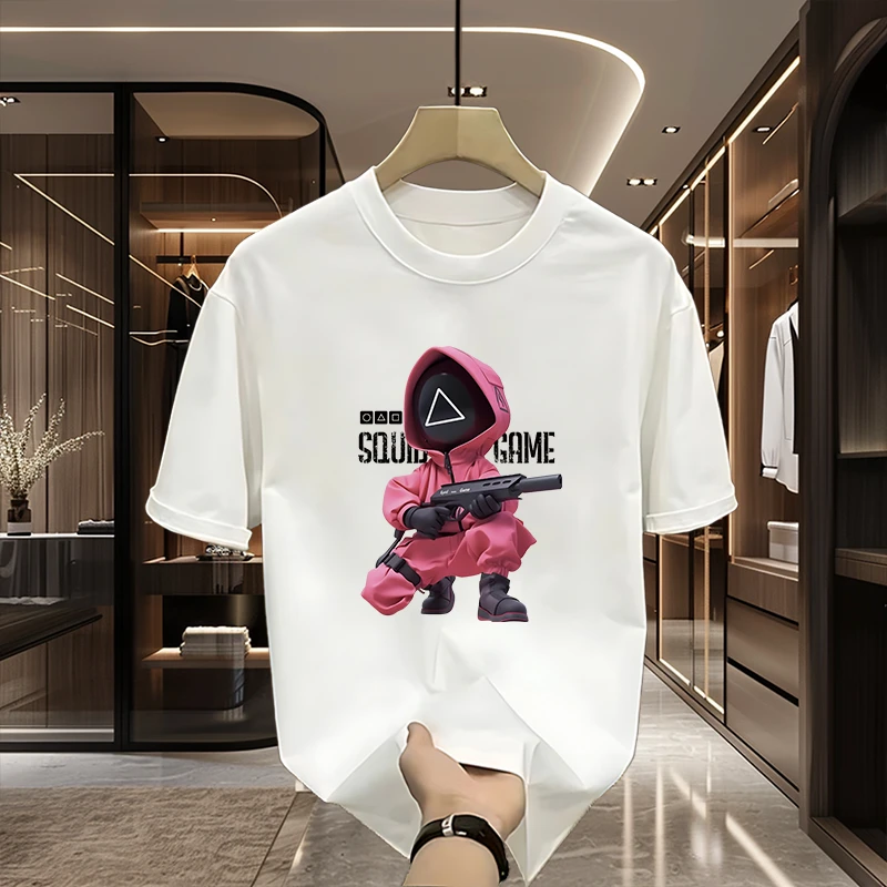 2025夏季新款宽松卡通搞怪印花圆领时尚大码短袖休闲百搭t恤男潮