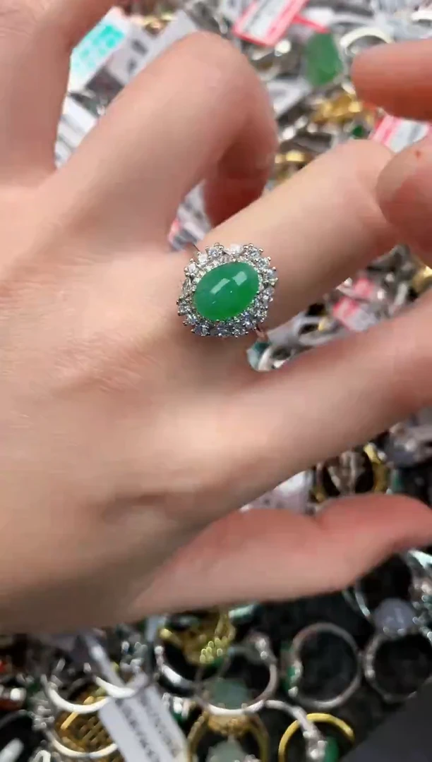 银S925镶嵌戒指翡翠222---5