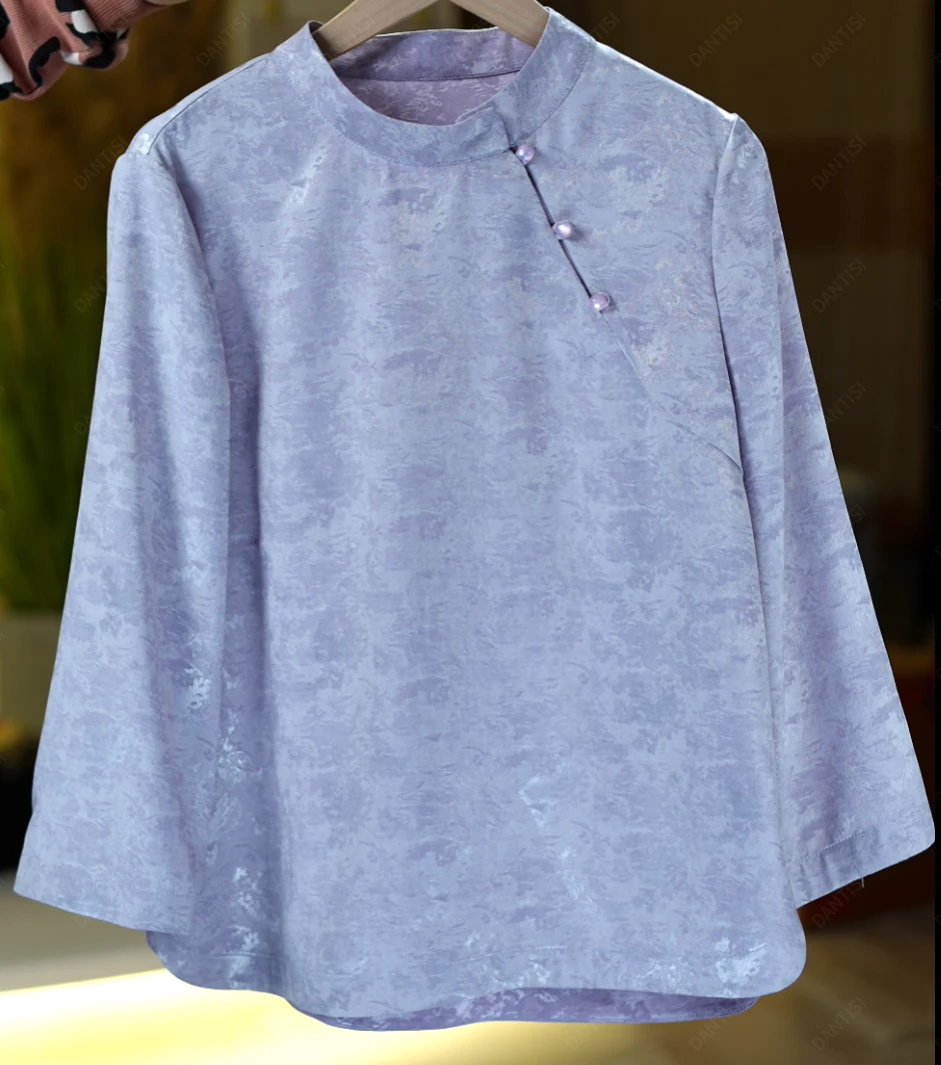 时光旅人《非遗美学》2142复古中式立领多彩花卉织花上衣