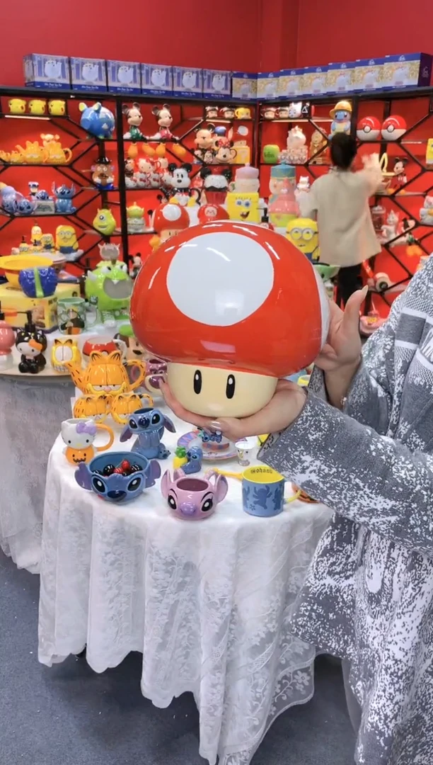 【闪购商品】.@@陶瓷蘑菇头饼干罐