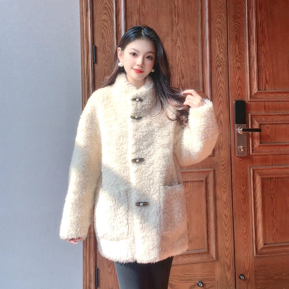 【莉莉】2025新款爆款羊羔毛外套女冬季一整套穿搭皮毛一体羊毛大衣