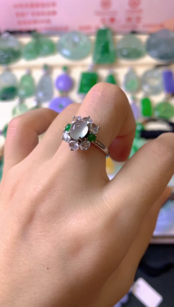 银S925镶嵌戒指翡翠?***?戒指