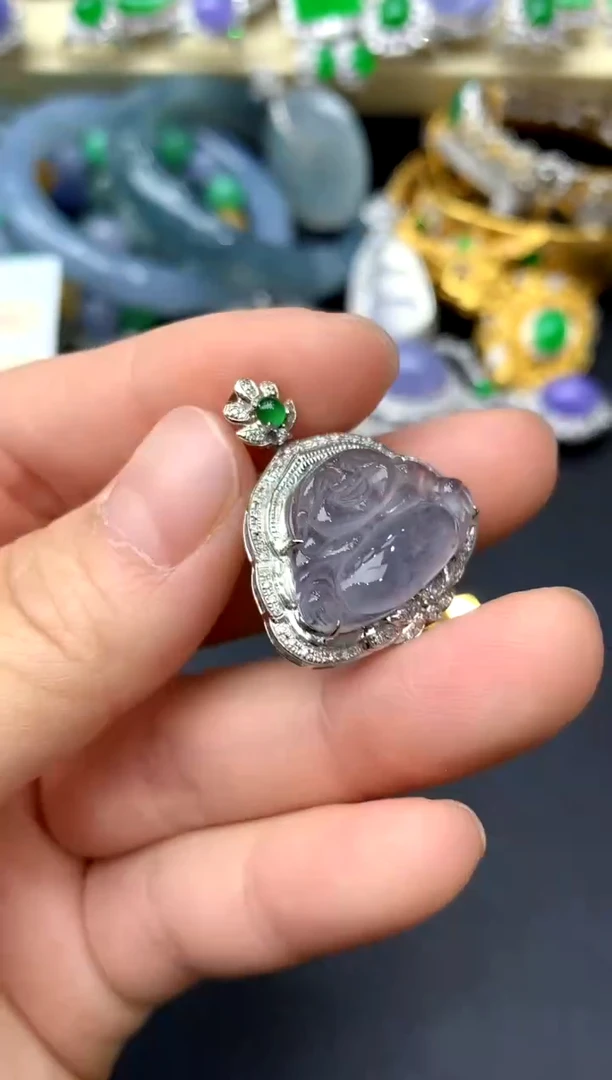 颈饰18K金镶嵌翡翠436-中国好珍宝