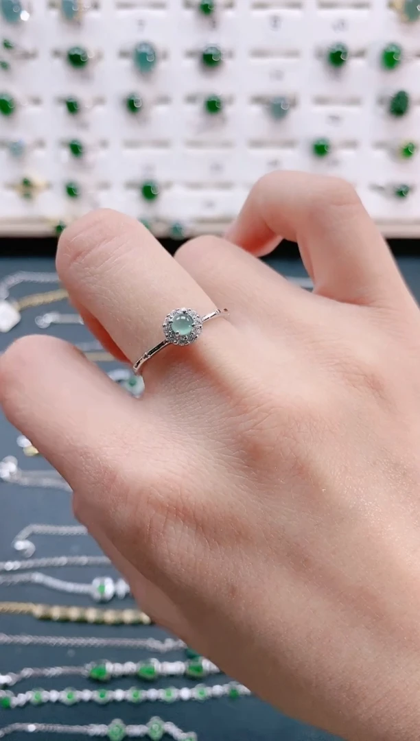 【闪购商品】翡翠戒指银S925镶嵌天然翡翠