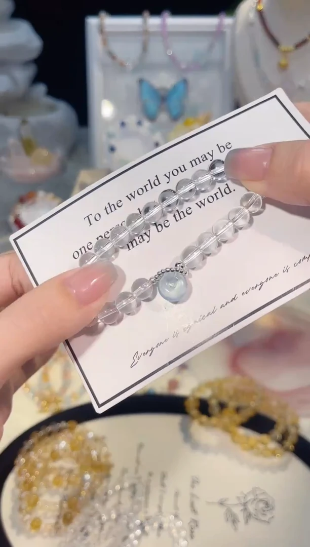 未镶嵌手串水晶海蓝宝平安扣白水晶