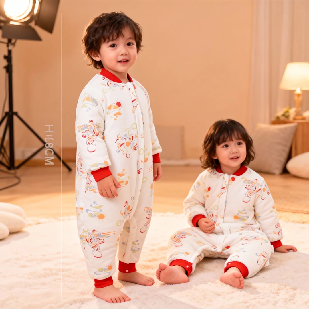 加棉分腿纯棉夹棉婴儿睡袋厚款夹棉防踢被