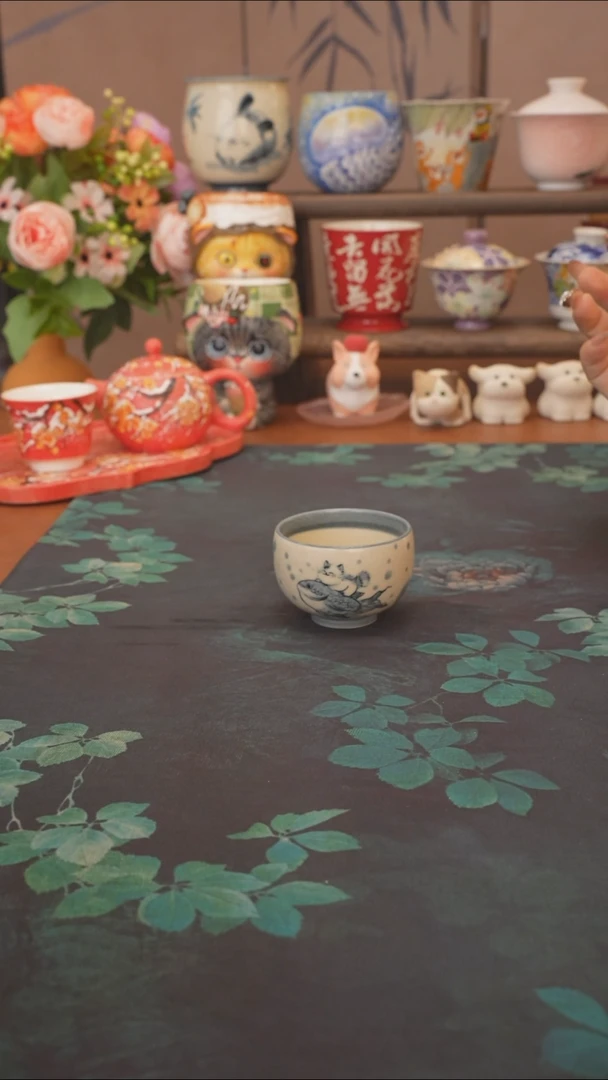 小雾垂露  猫猫骑鱼小蛋杯