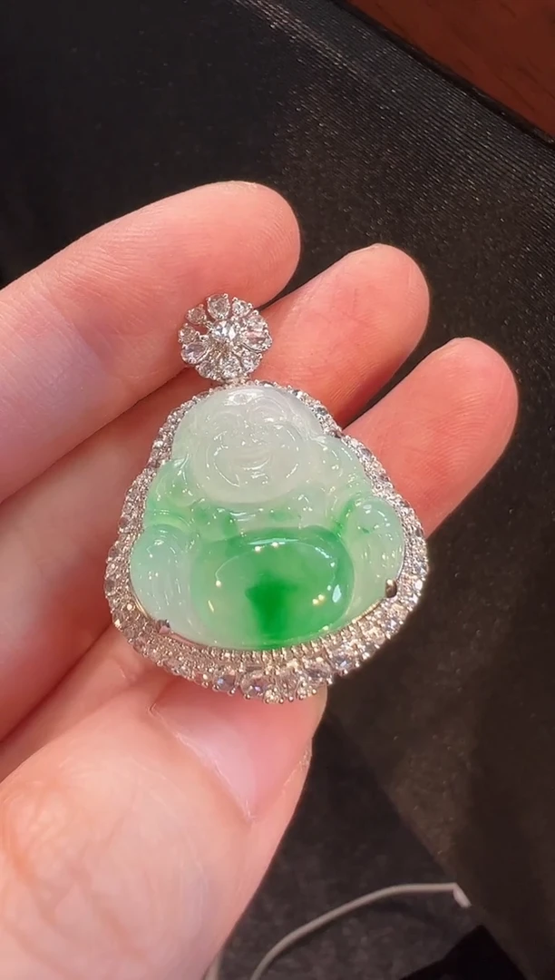 翡翠18K金镶嵌吊坠(不含链)吊坠L