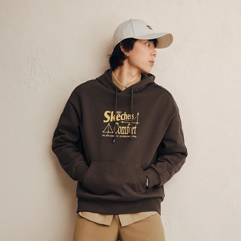 Skechers斯凯奇运动连帽卫衣男2025秋季新款舒适保暖加绒休闲上衣