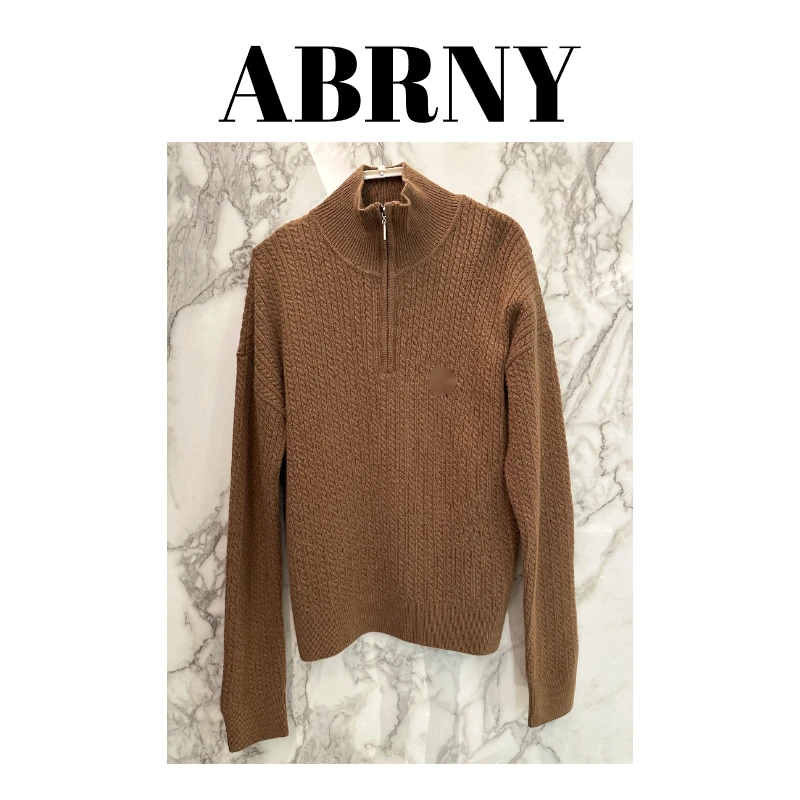 ABRNY【冬日高尔夫】半高领秋冬长袖休闲针织气质百搭时尚3298