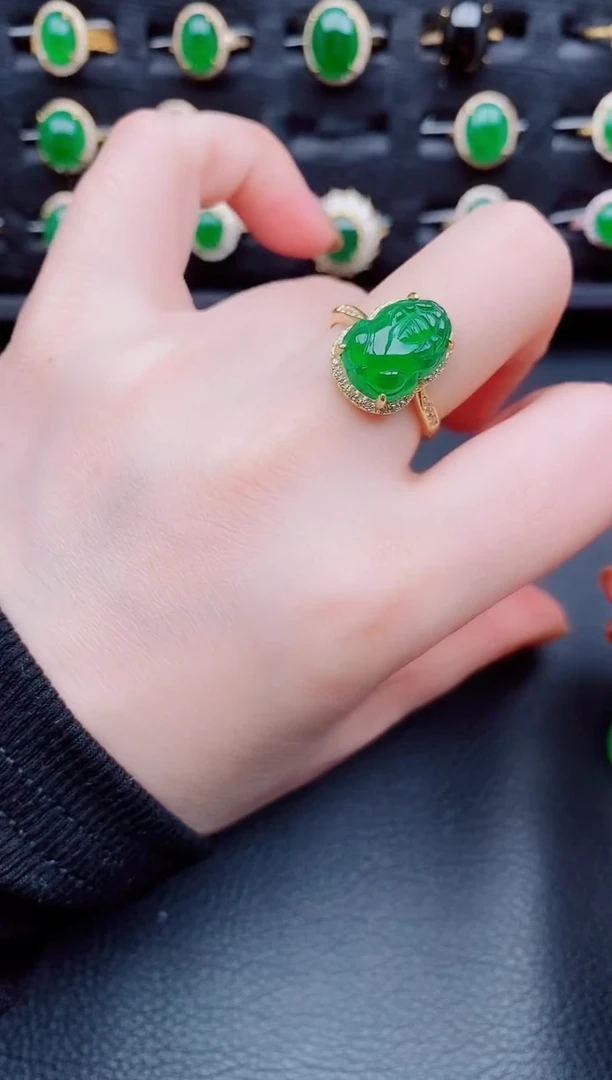 【闪购商品】翡翠戒指银S925镶嵌天然a货翡翠134