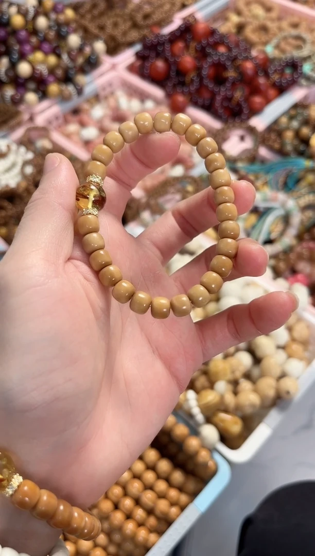 未镶嵌琥珀（花珀）手串龙脊手串搭配琥珀花珀