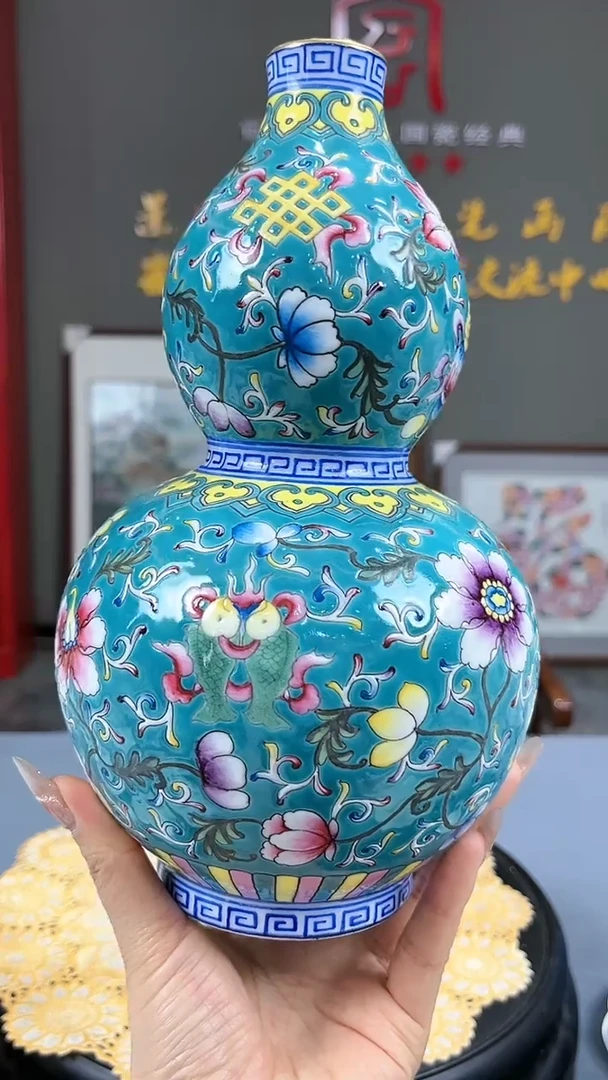 【闪购商品】官窑瓷画院932官窑瓷画院松石绿缠枝葫芦