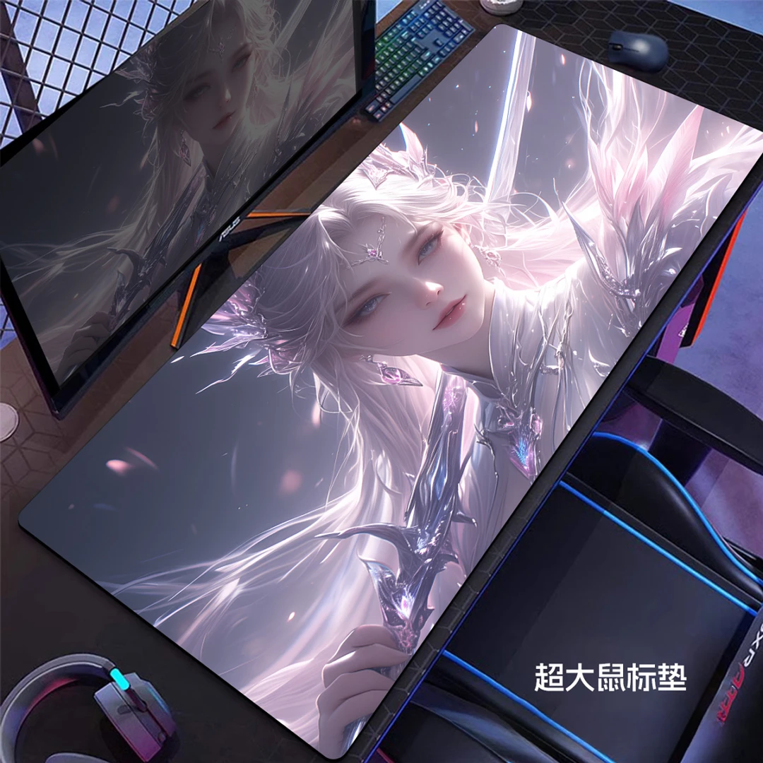 csgo电竞鼠标垫大号男生游戏桌垫键盘垫电竞游戏鼠标垫动漫粉色