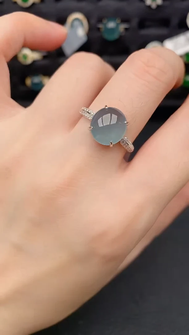 银S925镶嵌戒指翡翠天然a货翡翠207