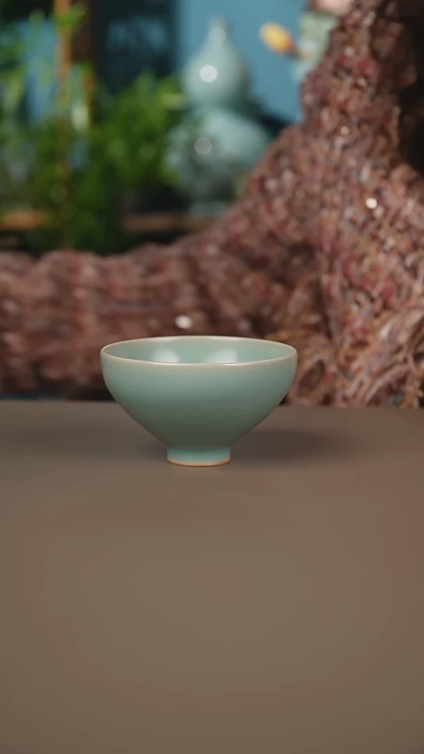 仿古天青鸡心盏微暇