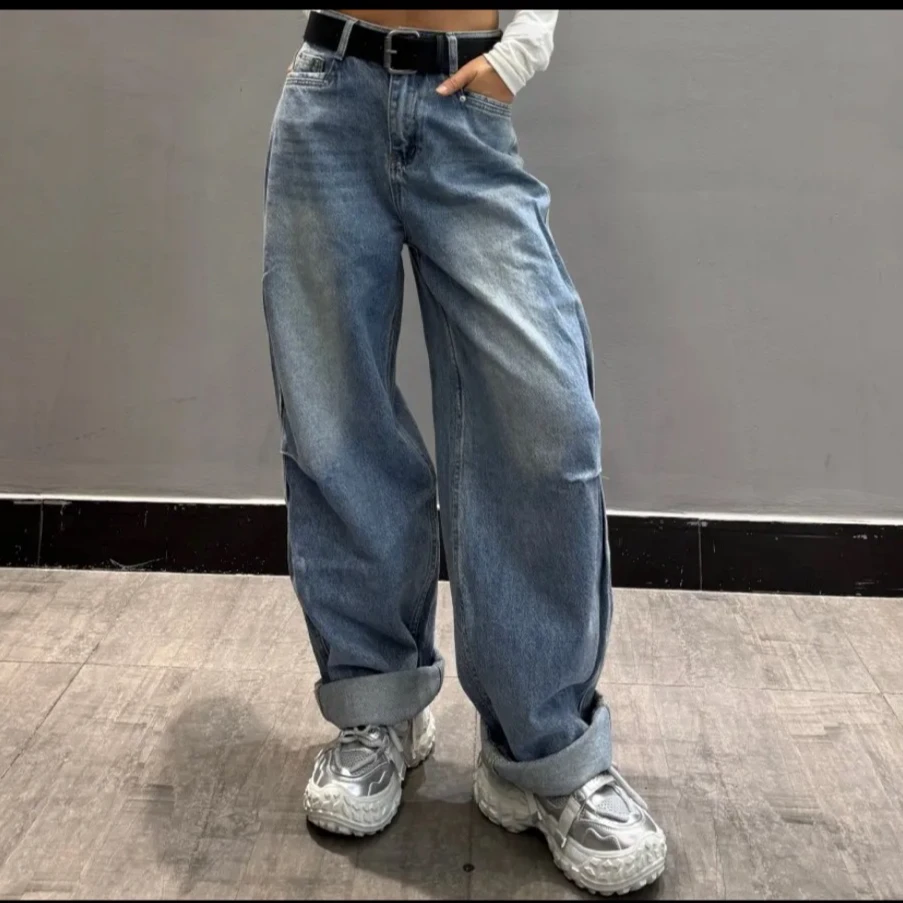 Q9670牛仔裤美式百搭宽松设计感