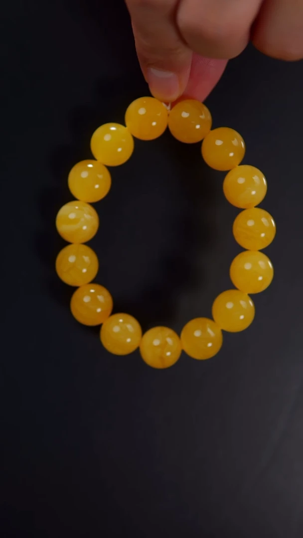 【闪购商品】蜜蜡手链未镶嵌焦皮料圆珠手串24.66