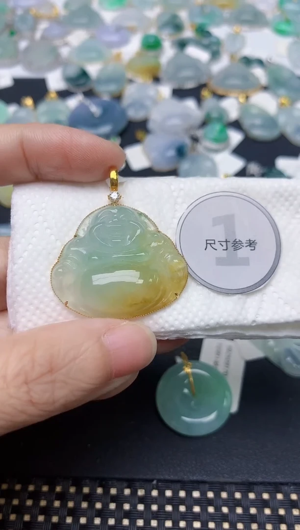 颈饰18K金镶嵌翡翠天然缅甸A货翡翠