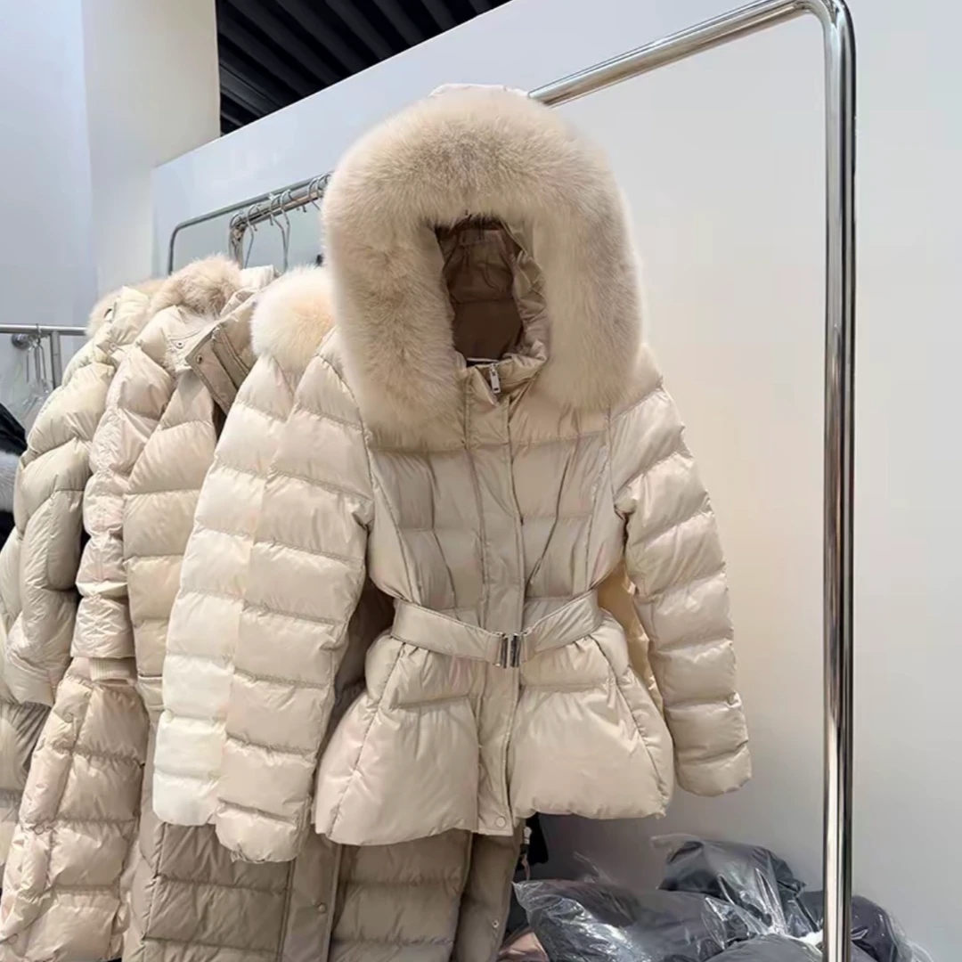 高级感大毛领超好看收腰羽绒服女高充绒量90白鸭绒修身显瘦外套女