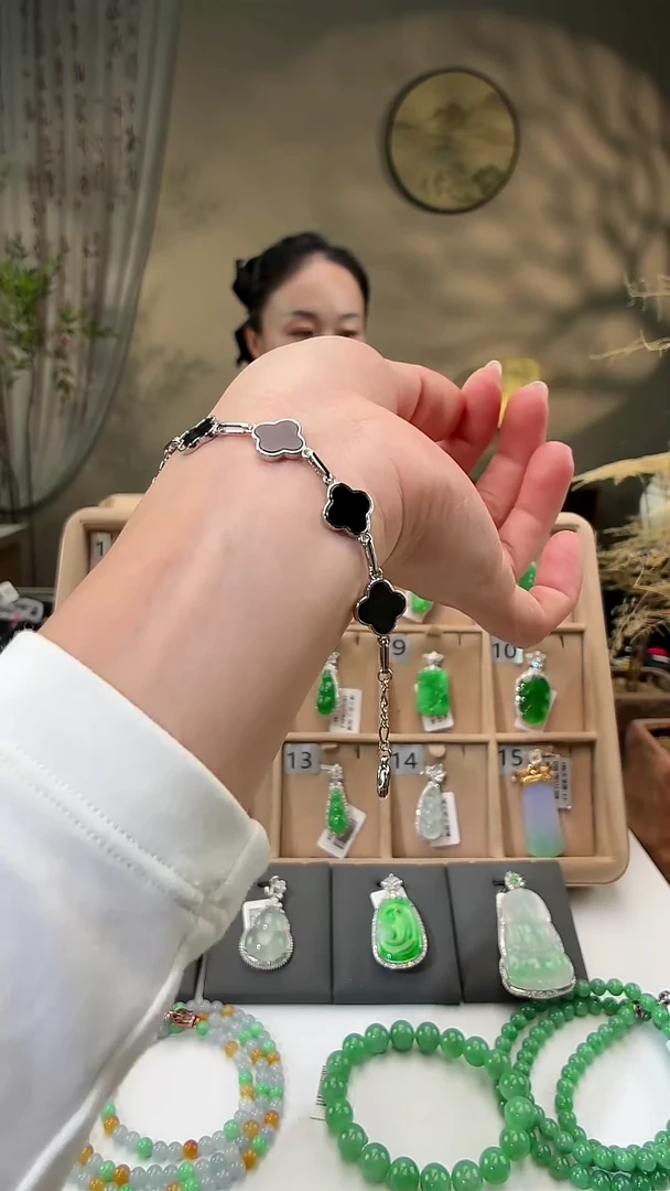 银S925镶嵌手链翡翠手链