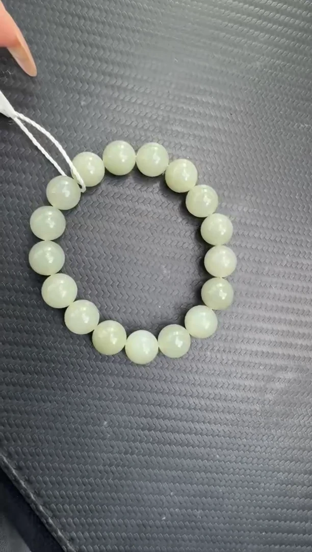 未镶嵌手串和田玉且末近矿微色差卡12圆珠手串