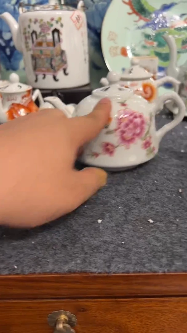摆件瓷摆件瓷摆件粉色小鸟壶