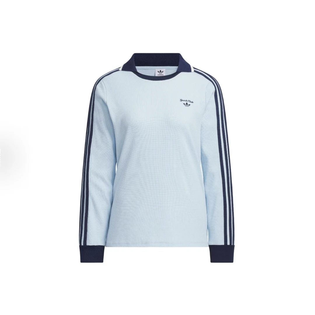 adidas/阿迪达斯三叶草春季翻领华夫格长袖运动T恤JM8011