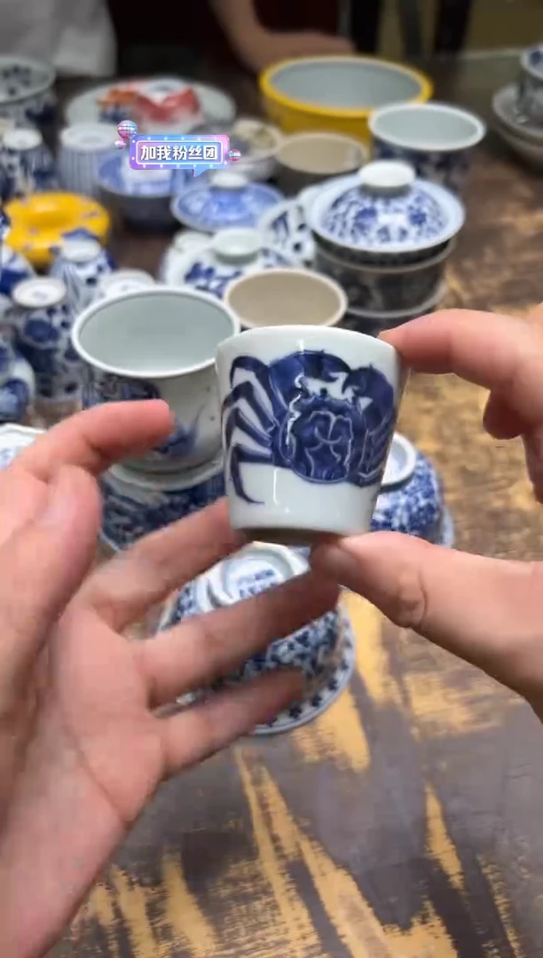 戏墨柴窑螃蟹闻香杯