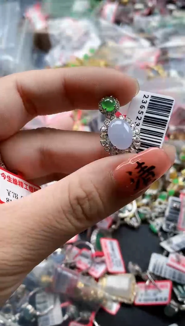 银S925镶嵌戒指翡翠天然A货缅甸翡翠