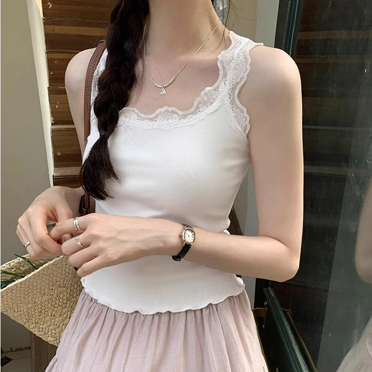 美背内衣文胸一体内搭吊带背心夏季性感蕾丝花边外穿百搭打底上衣