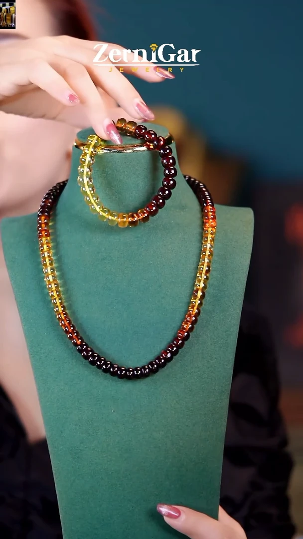 【闪购商品】琥珀颈饰未镶嵌天然琥珀两件套