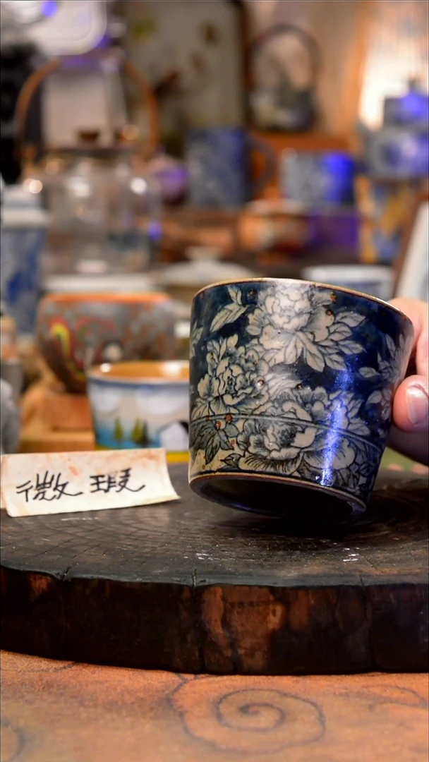 杯子牡丹手工手绘手工手绘