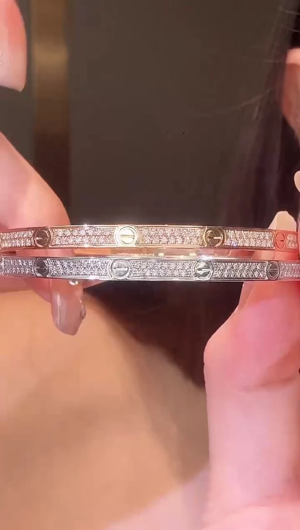 18K金镶嵌手镯钻石窄版满天星手镯