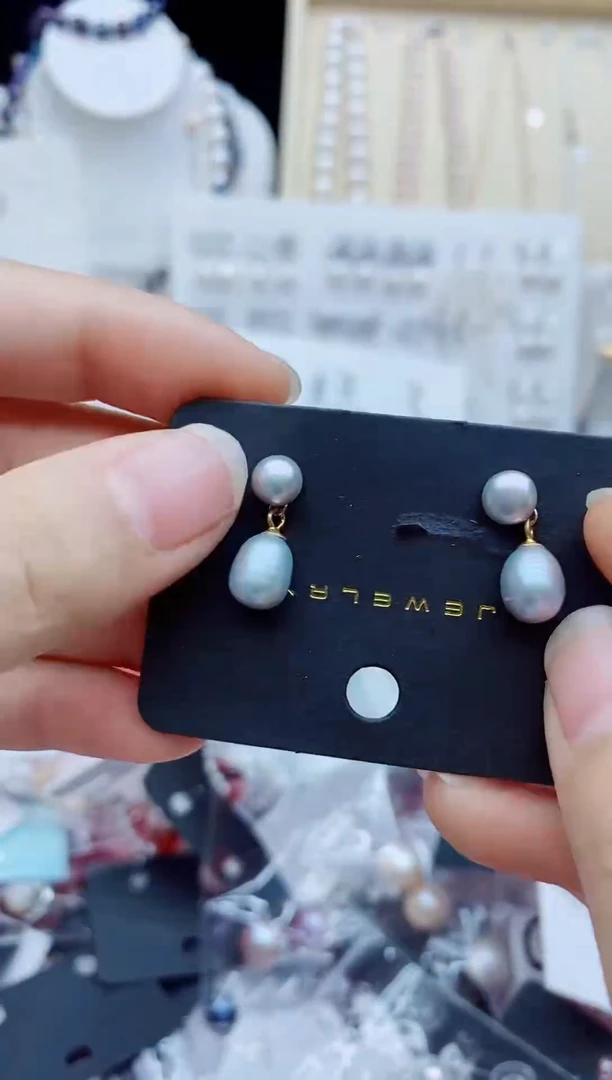 银S925镶嵌耳饰淡水珍珠耳钉多样性发其一