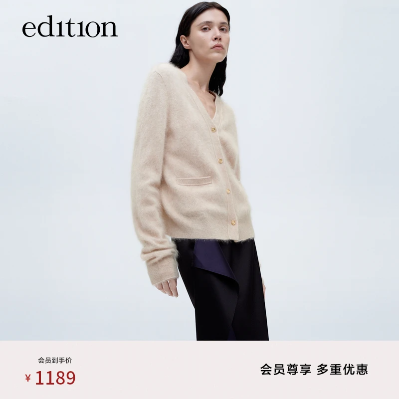 【商场同款】edition女士秋冬山羊绒时尚V领毛衣开衫#EBC4CAR010
