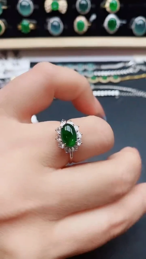 翡翠戒指银S925镶嵌321321