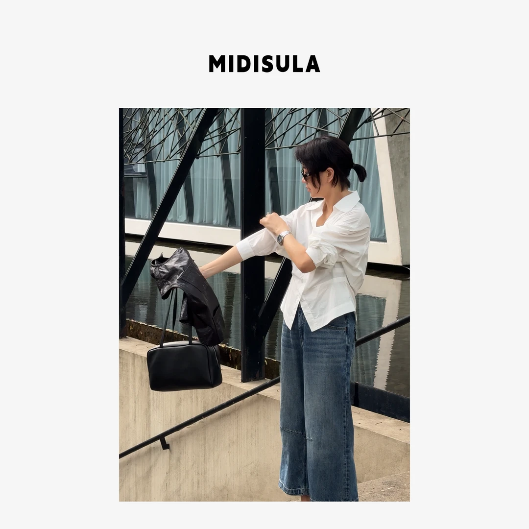 MDSL·新款时尚洋气轻奢V领衬衫老钱风松弛感女装贵气01543