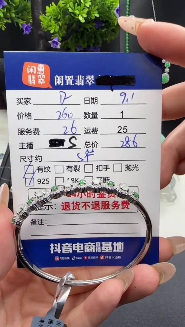 银S925镶嵌手镯翡翠d****e翡翠手镯