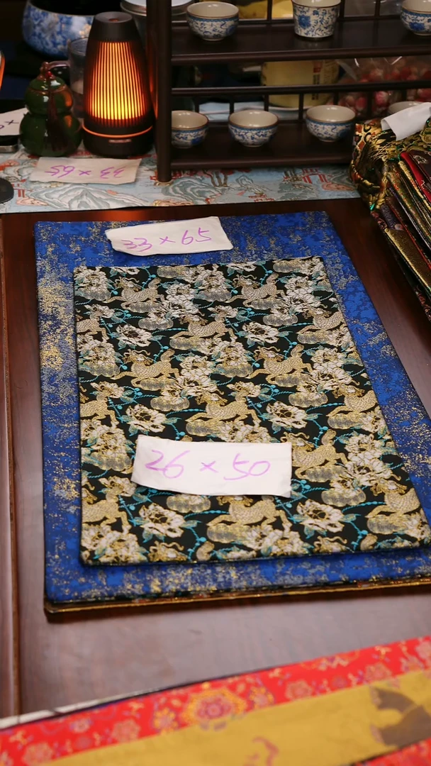 【麒麟牡丹双面】中国风干泡织锦茶席33*65