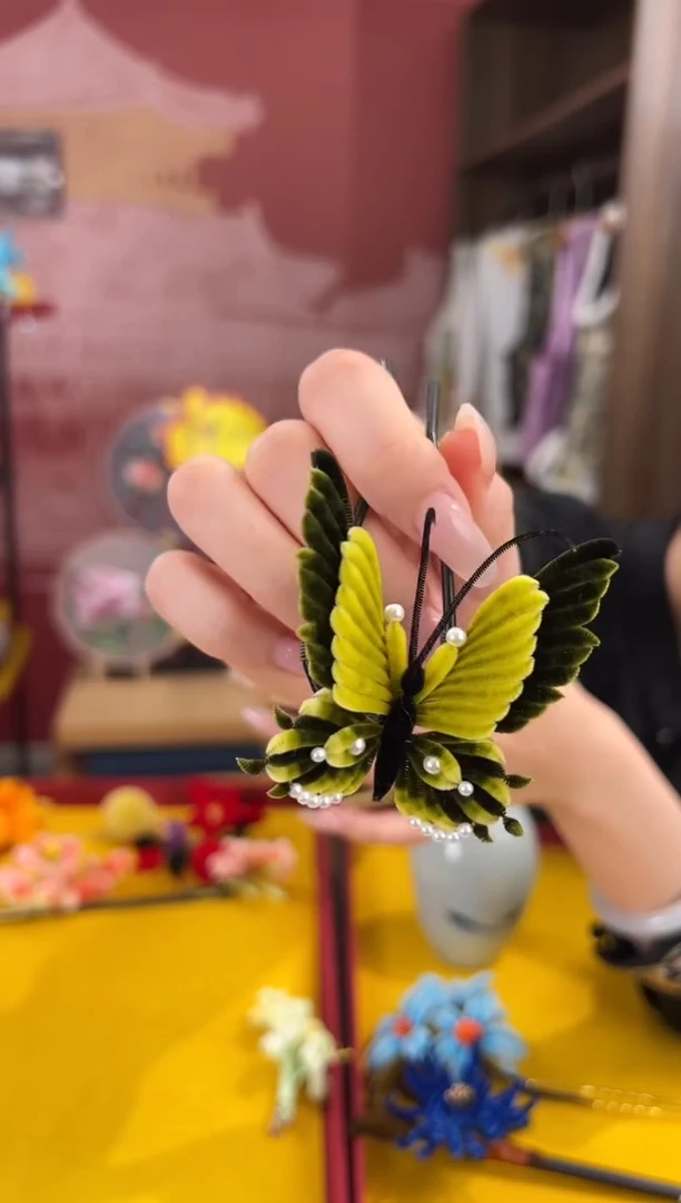 【闪购商品】刺绣 非遗绒花（发饰）