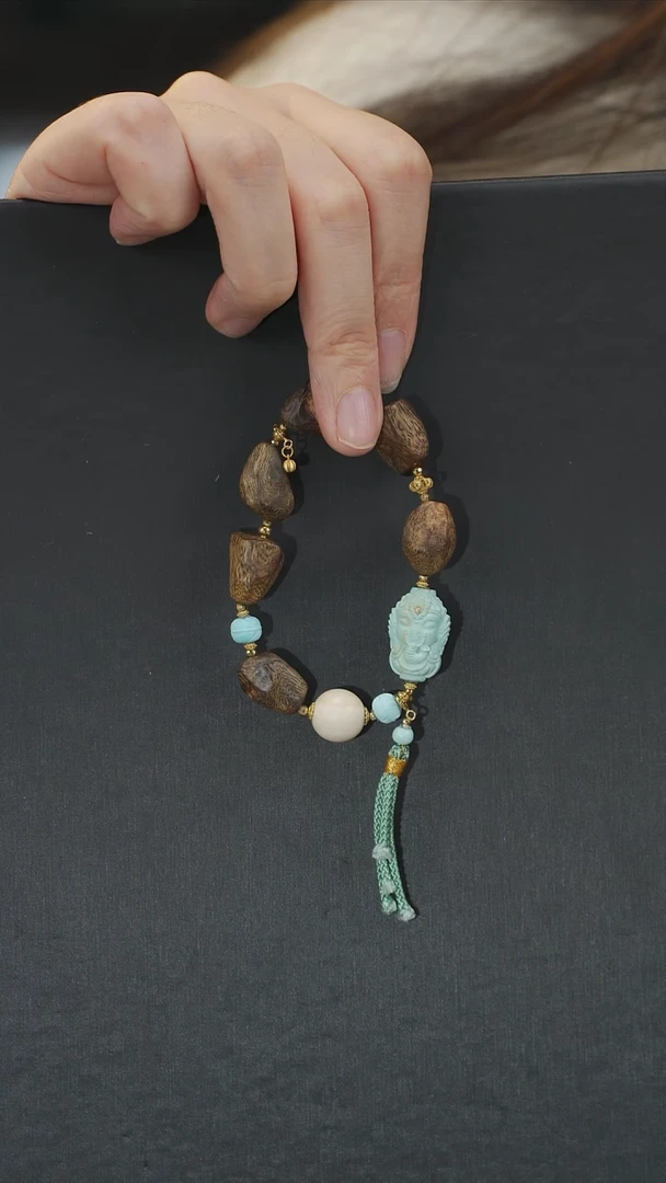 【闪购商品】绿松石手串18K金镶嵌象神